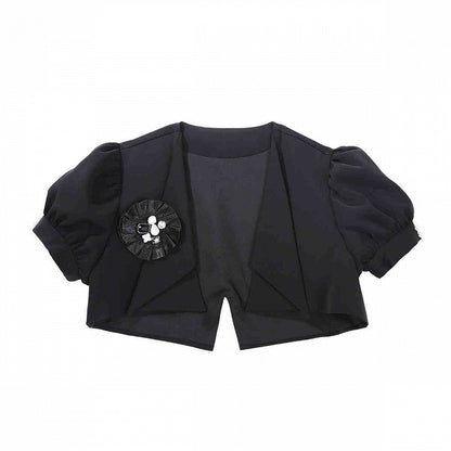 Cropped and Gothic Shirt Sleeveless White Lolita Set Black Full - Top Skirt +