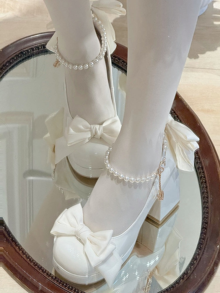 Sweet Toe Mary Bowknot White Janes Plateaudetails Lolita Runde Schuhe