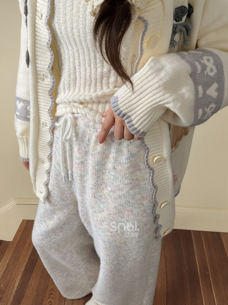 Pantalon large taille haute en tricot coloré