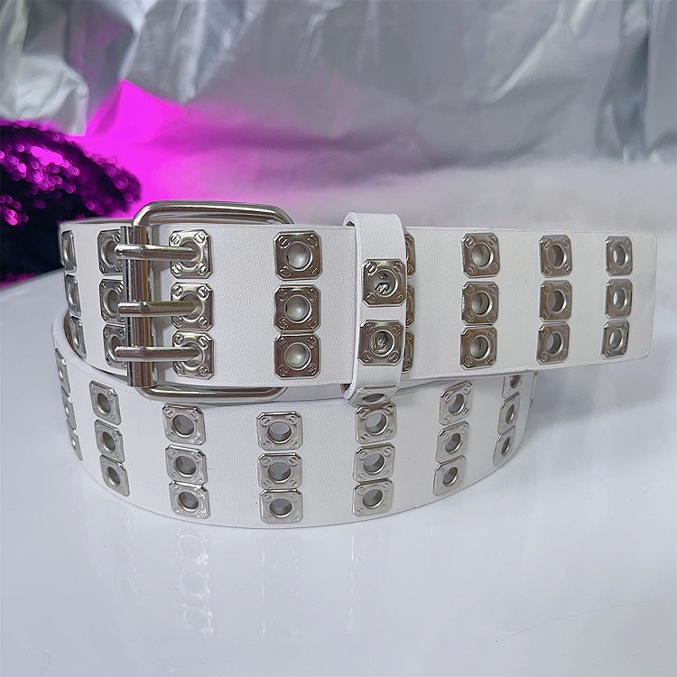 PU Belt Black/Red/White Punk Waist Rock