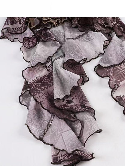 Design Print Millard Fashion Asymmetrical Hem Purple + Dress Cami