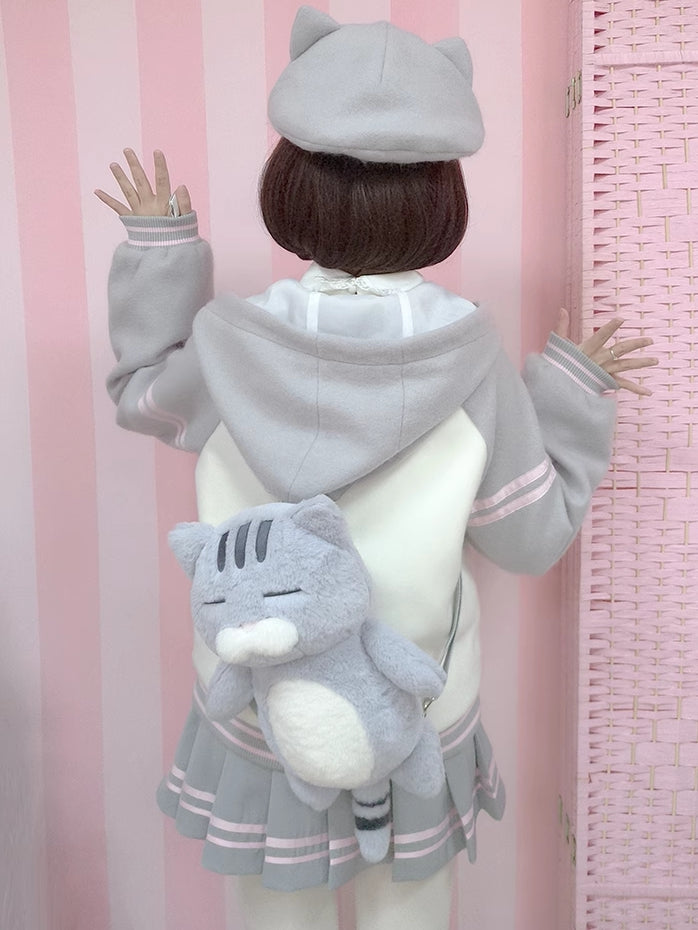 Beret Cat Ears Grey Cute Detail Wool and Paws