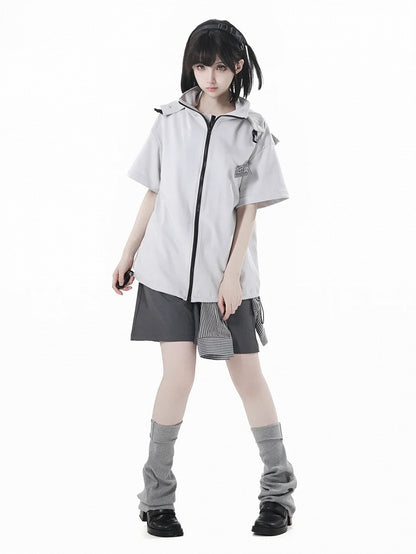Hooded T-Shirt Techwear Black/Apricot