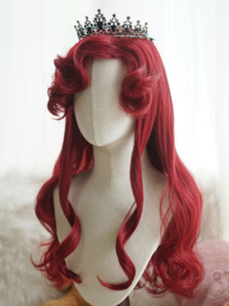 Red/Light Blonde/White/Caramel 60CM Long Wavy Wig With Curly Bangs