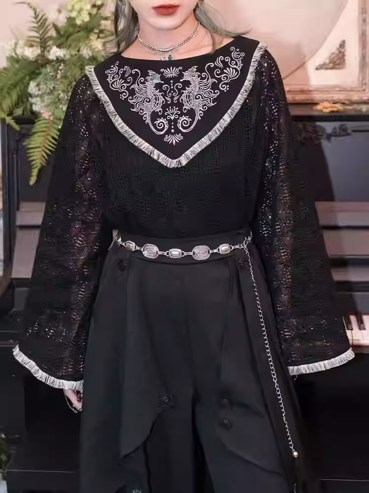 ヴィンテージシルバー 108CM チャイナドレス メンタルウエストチェーンスタイル