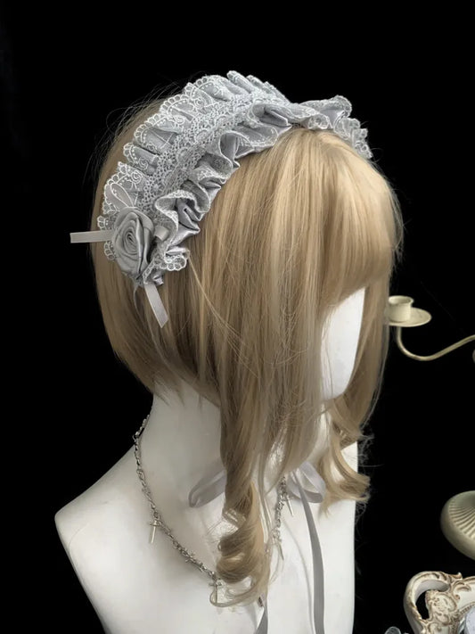 Serre-tête à roses gris argenté