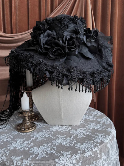 Magnifique chapeau gothique lolita noir foncé