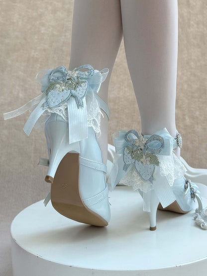 Schuhe Schleife - Abnehmbare PU-Rückseite Elegant Blau