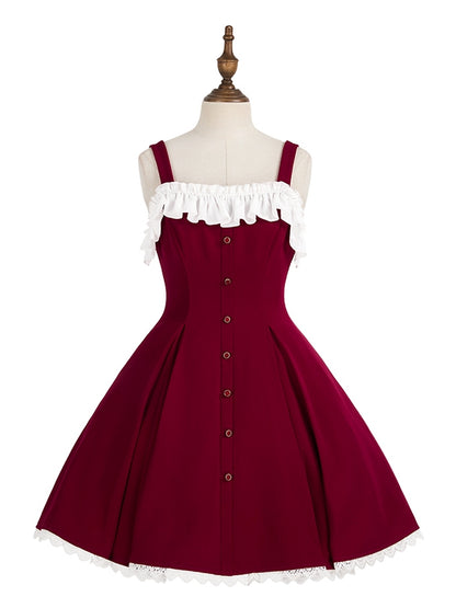 Dress Fit Lolita Slim Fashion Waist Red Elegant