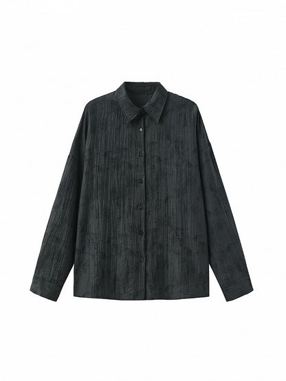 Gray Button with Collar Placket Shirt Tencel Casual Polo