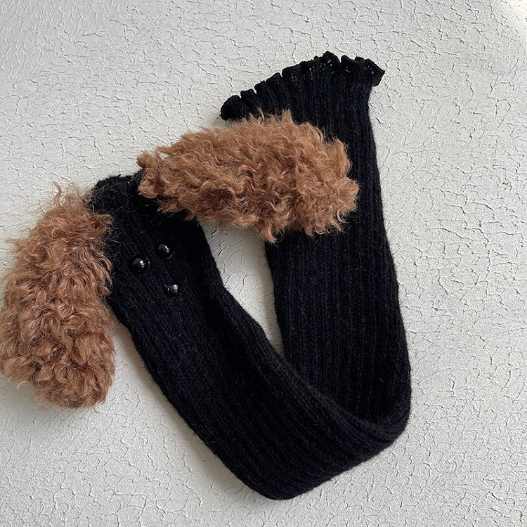 Coffee/Grey/White/Black Cute Puppy-shaped Knitted Leg Warmers
