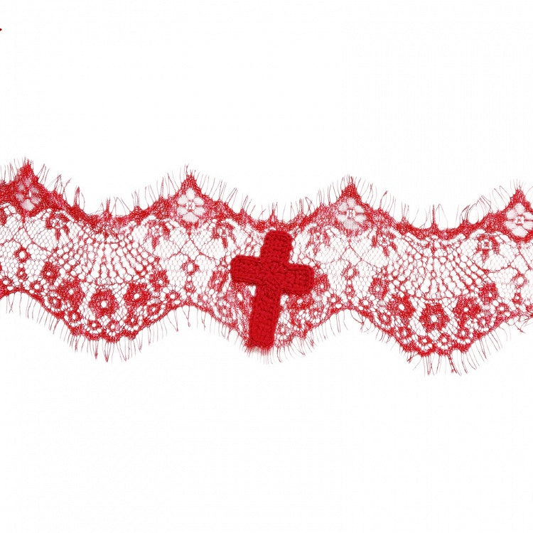 Gothic Red Crochet Cross Lace Choker