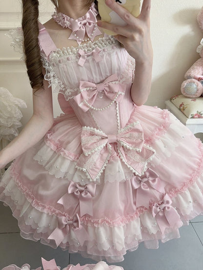 Bowknot Pink Verzierte Chokerkette Perle
