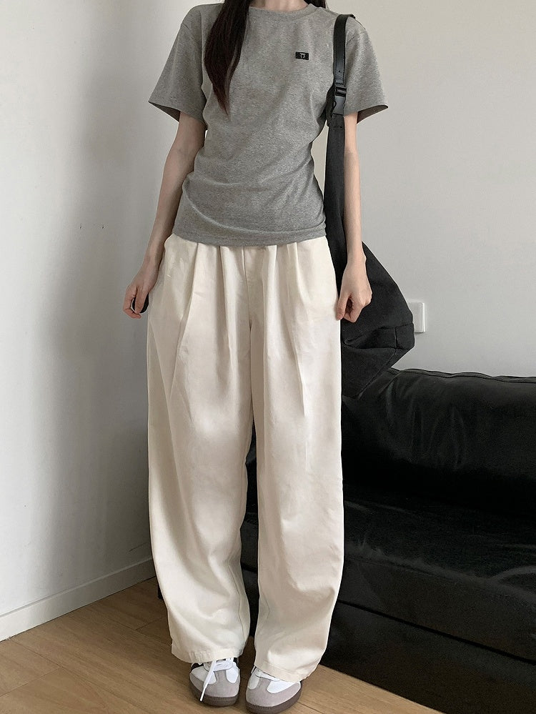 Pants Light Blue/Beige Summer Wide-Leg Casual