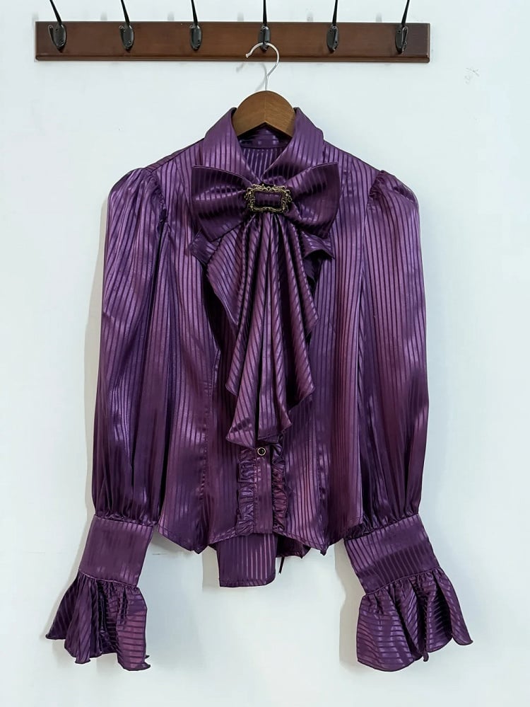 Lolita with Shirt Sleeves Bowtie Jabot Purple Ouji Long