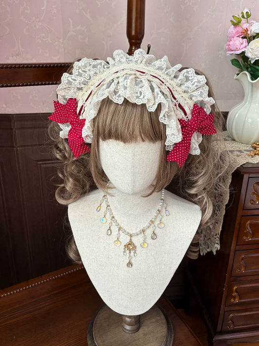 Beige Schleifen verziertes rotes Haarband