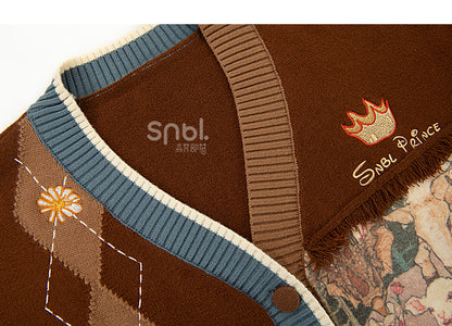 Embroidery and Cardigan Brown Bunny Daisies
