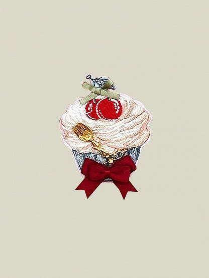 Cupcake Embroidery Brooch