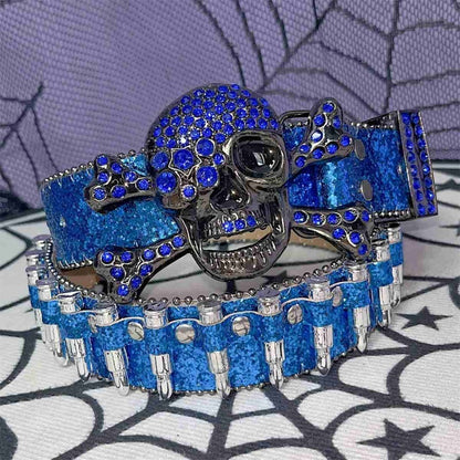 Y2K Glittering Rhinestones Punk Skull Bullets Waist Belt