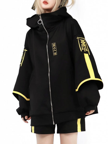 Jacket Jirai Sweatershirt Up Front Luminous Kei Cyberpunk Zip