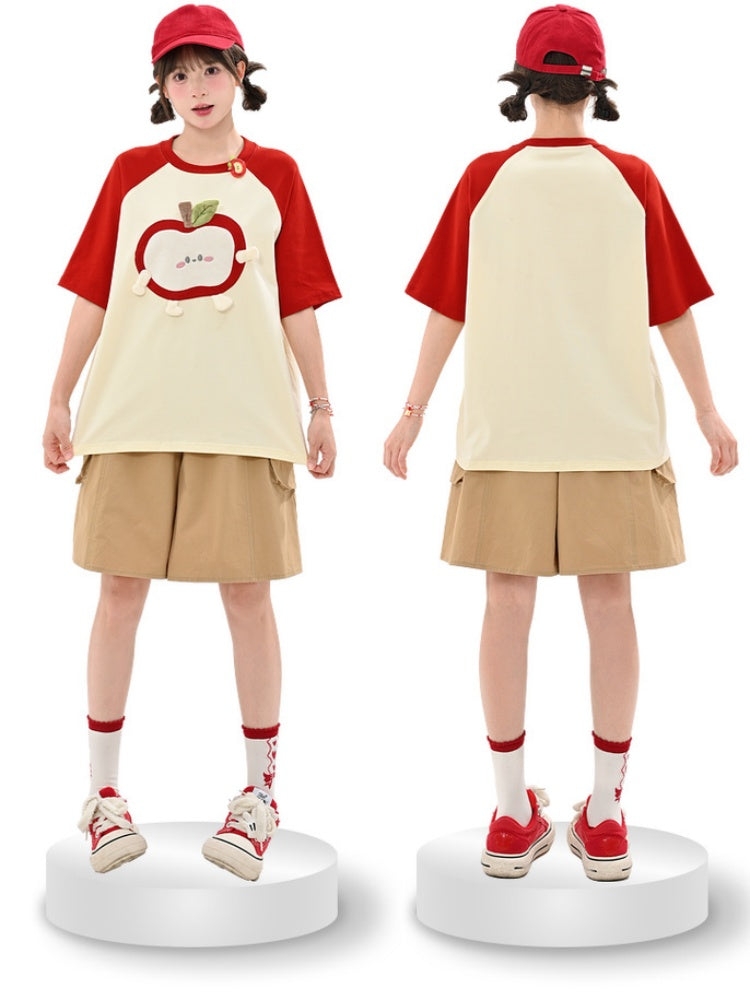 Shorts Khaki Elastic Waist Straight-Leg Cargo
