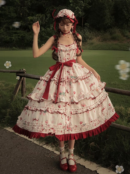 Bandeau Lolita Imprimé Fraise Rouge