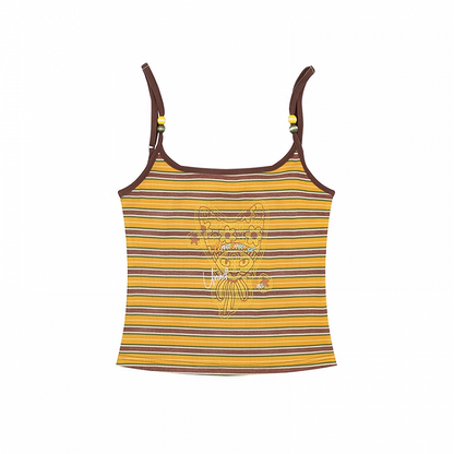 Scoop Top Neckline Ginger/Pink Stripes Cami Slim-fitting