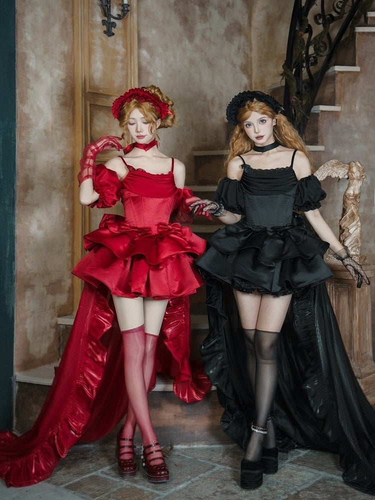 トリミングトレインフロア / レッドフラウンス丈ブラック