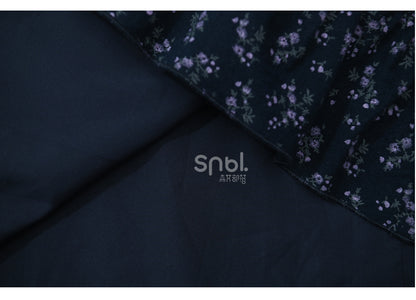 Dark Blue Floral Ruffle Neckline Mori Kei Floral Dress