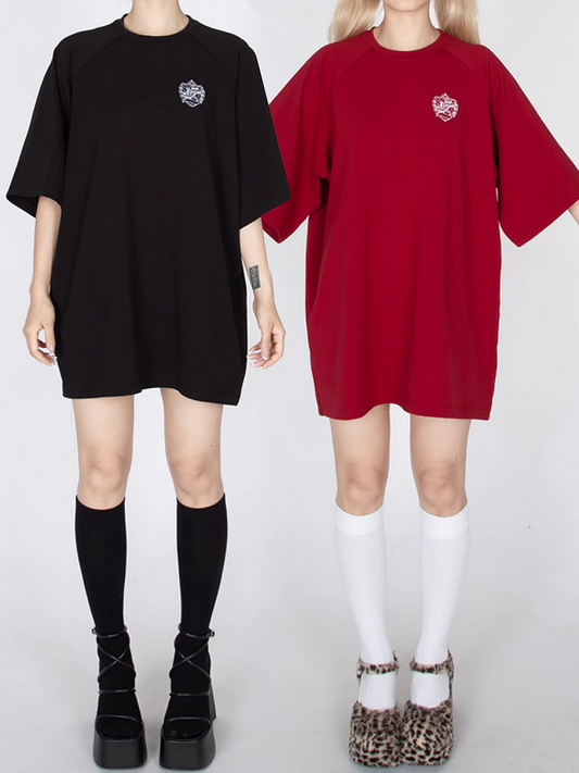 T-shirt oversize rouge/noir