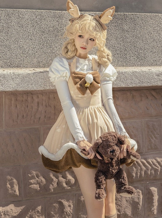 Leg Suspender + Skirt Cape Brown Fur Warmers Fur