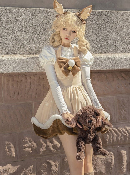 Leg Suspender + Skirt Cape Brown Fur Warmers Fur