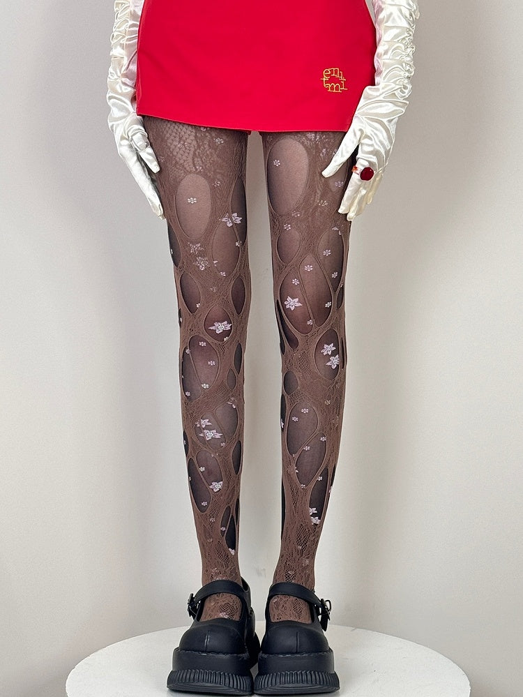 Y2K Tights Details Asymmetrical White/Beige/Black/Brown Design Cut-out