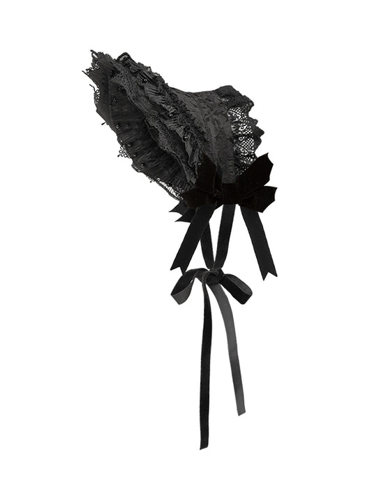 Bonnet Black Lolita Gothic Lace