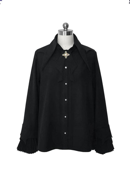 Prince Collar Style Black Pointed Lolita Ouji Shirt
