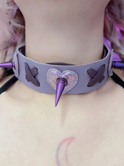 Y2K Purple Stud Details Punk Choker