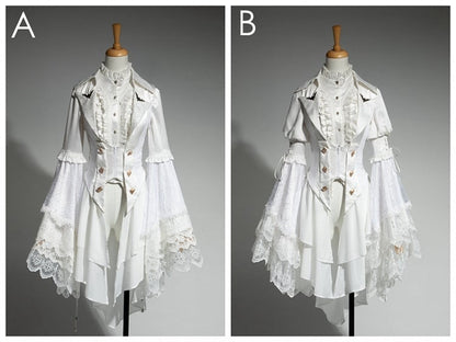 Ouji All Waistcoat Bell White Shirt Tail - Long + Gothic Set Fashion Lolita Sleeves
