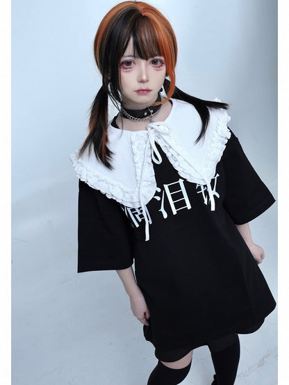 Übergroßes T-Shirt Jirai Black Kei Graphic