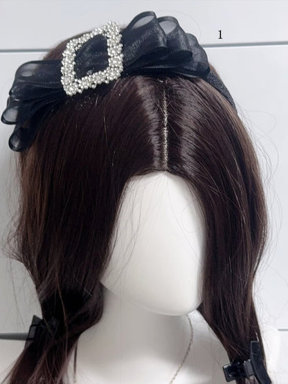 Rhinestone Decorated Jirai Kei Bowknot KC