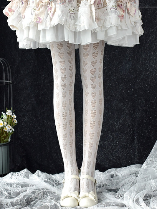 Black / White Heart Pattern Tights