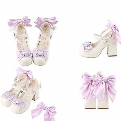 Block Polished Top Platform Heels at WhitePurple High Bow