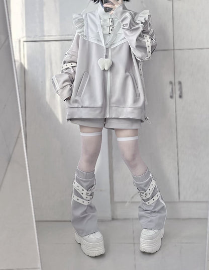 Kei Waist Gray Shorts Elastic Jirai