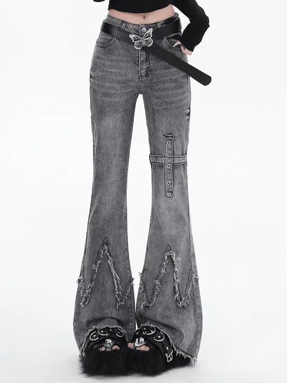 Slim Raw Fit Edge Flared Gray Jeans