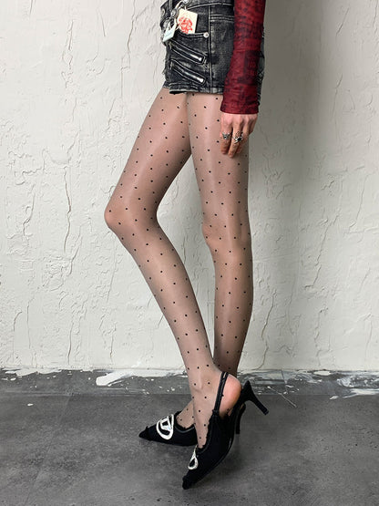 Graue Strumpfhose mit Punktemuster