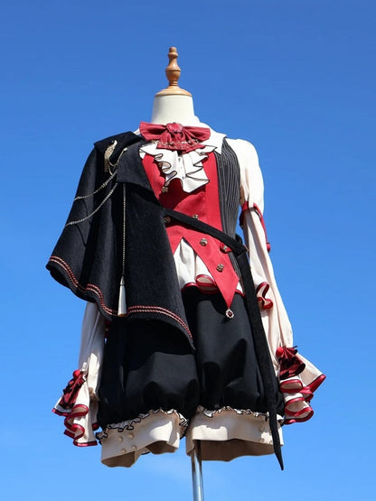 Red and Black Striped Ouji Fashion Waistcoat
