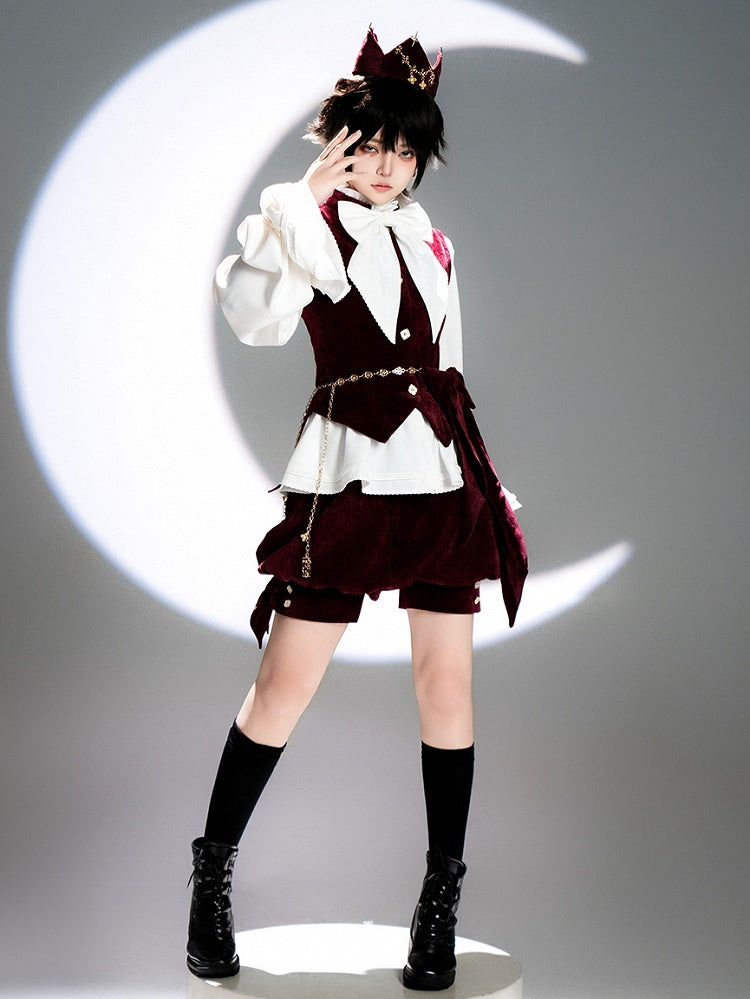 Knickerbockers Fashion Shorts Wine Velvet Red Ouji