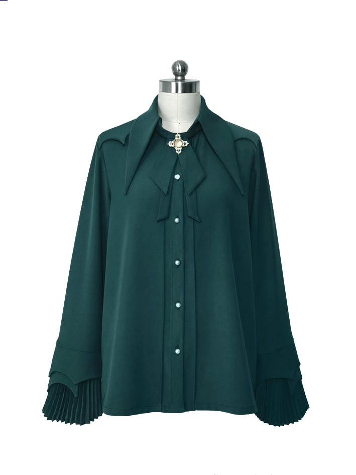 Style Ouji Collar Green Prince Shirt Lolita Pointed