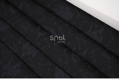 Jupe midi plissée style cheongsam motif lapin lune noire