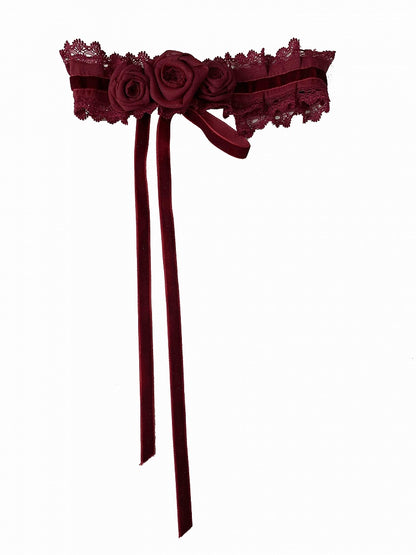 Choker Schwarz Rot Blau Dunkel / Lila Rosen