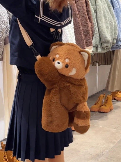 Cute Red Panda Brown Plush Backpack/Crossbody